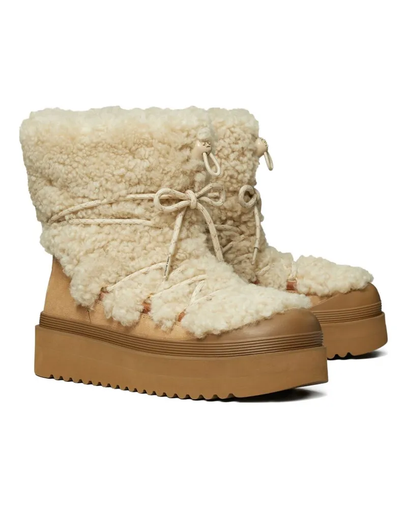 Tory Burch Shearling Platform Boot — Beige Beige