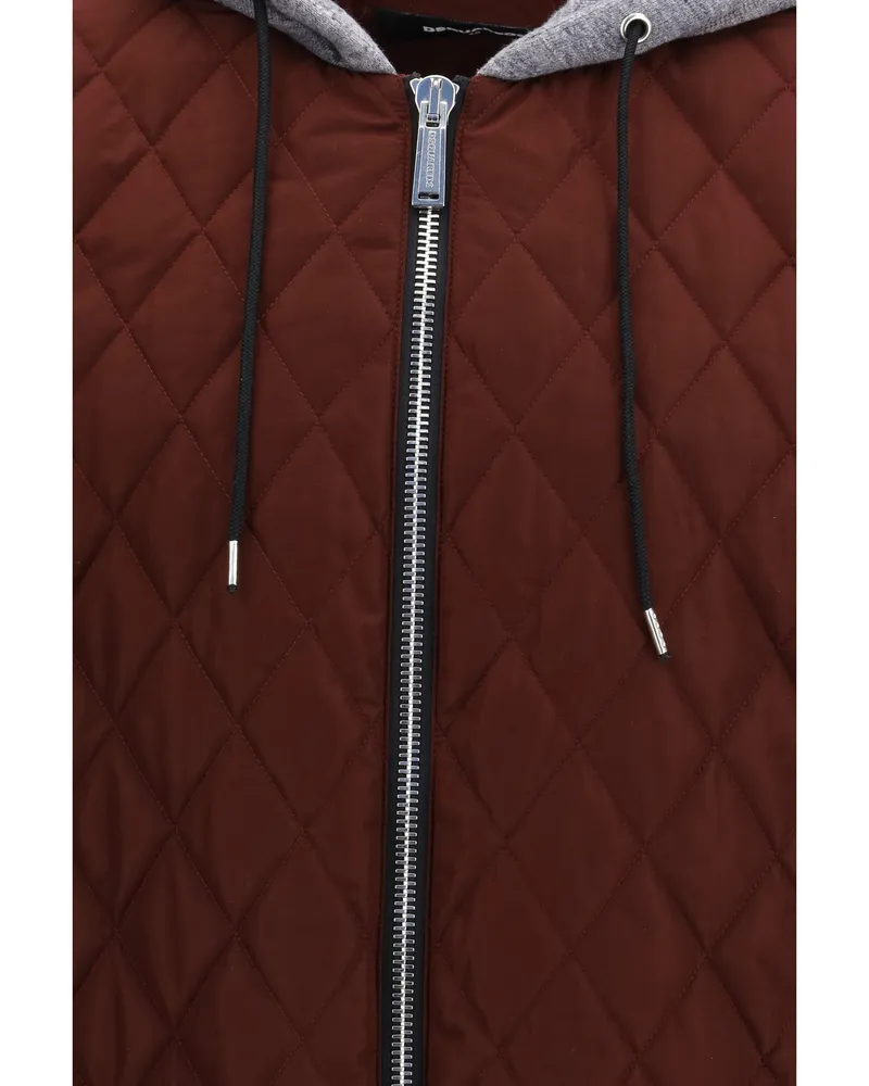Dsquared2 Men's Bomber Jacket Bordeaux Fabric Padded & Down Bordeaux
