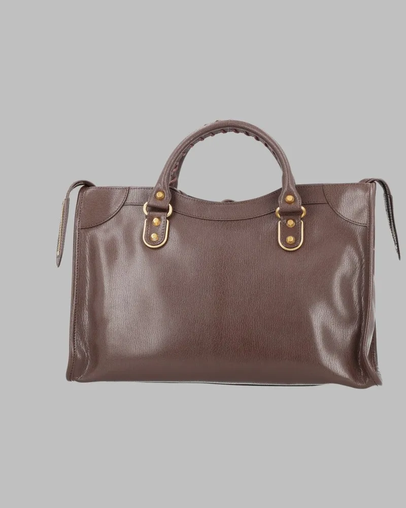 Balenciaga Le City Leather Shoulder Bag — Brown Brown
