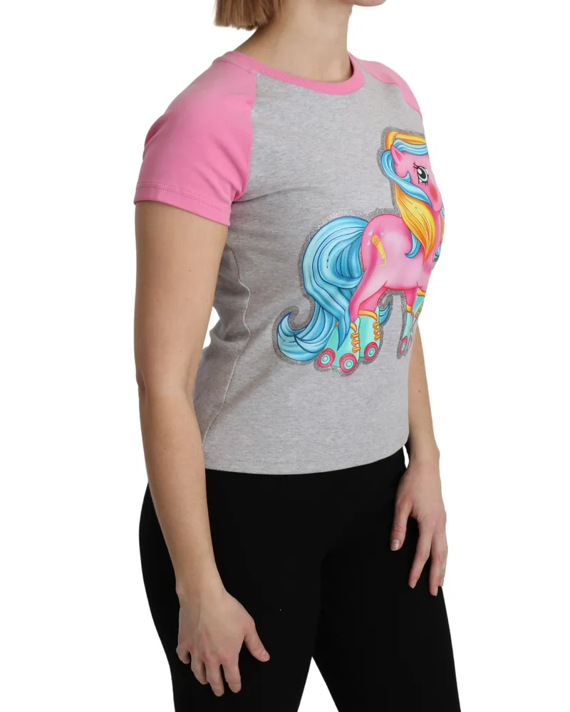 Moschino Women's Gray And Pink Cotton T-Shirt My Little Pony Top Gray