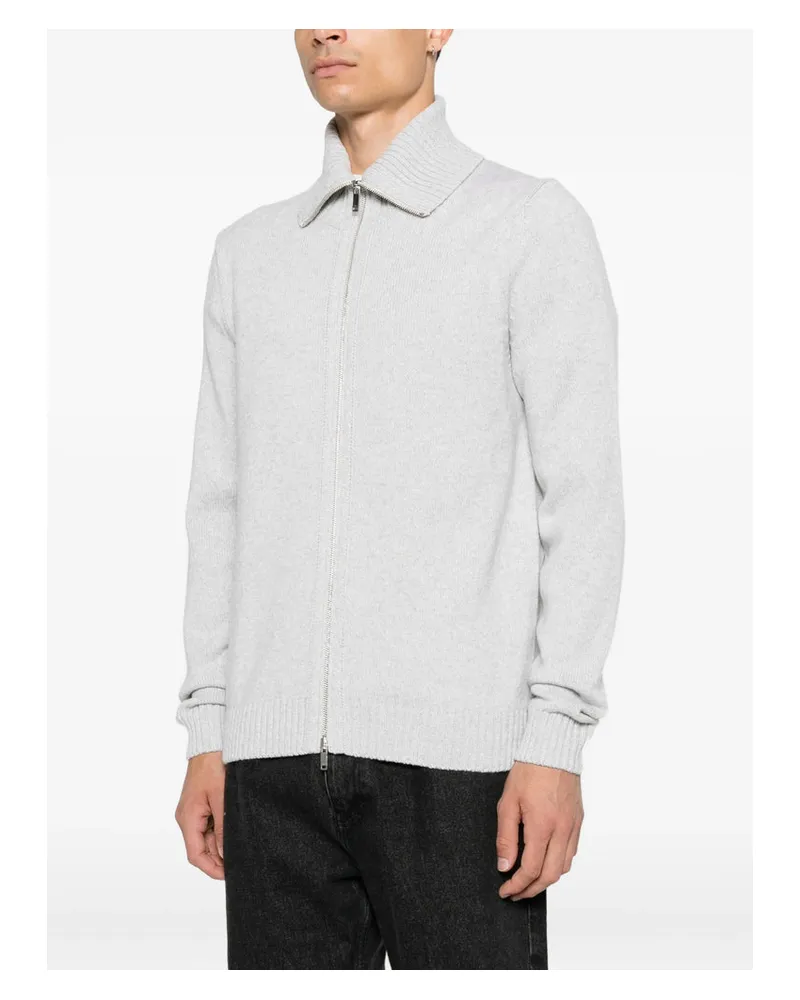 Zanone Virgin Wool Zip-Up Cardigan — Grey 