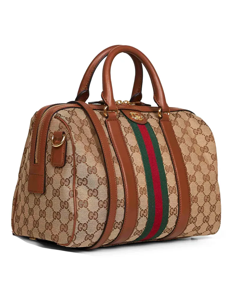 Gucci Women's Boston Bag Beige-Brown Polyester Handbags Hand Beige