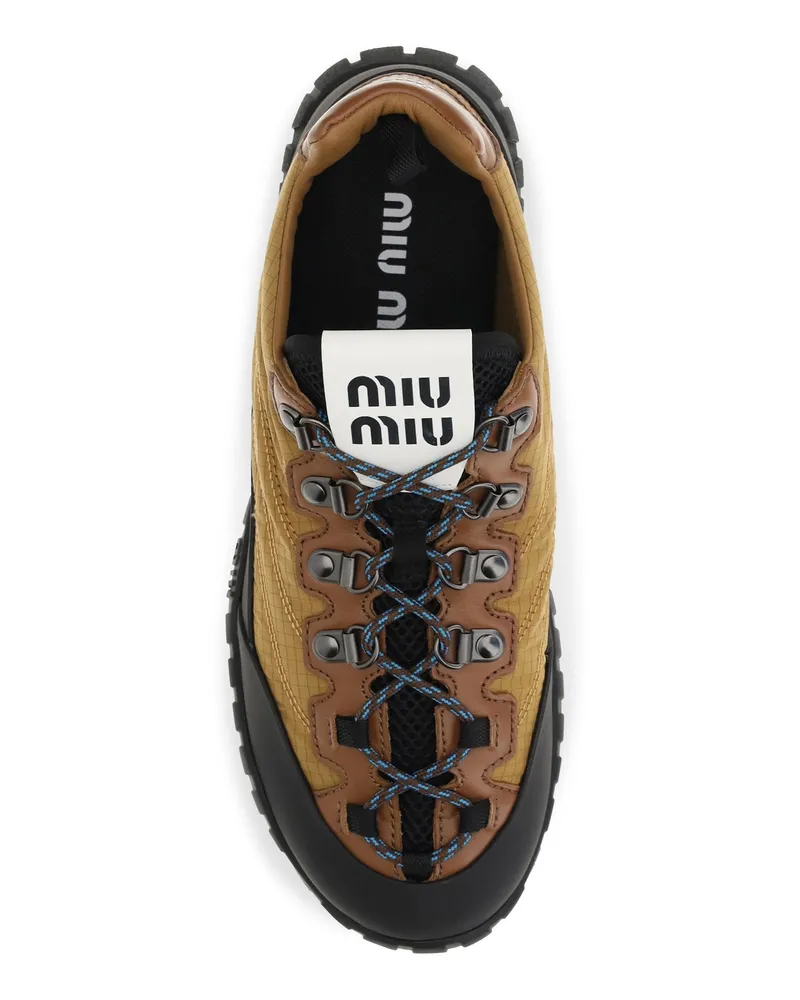 Miu Miu Ripstop Polyamide Sneaker — Mustard Mustard