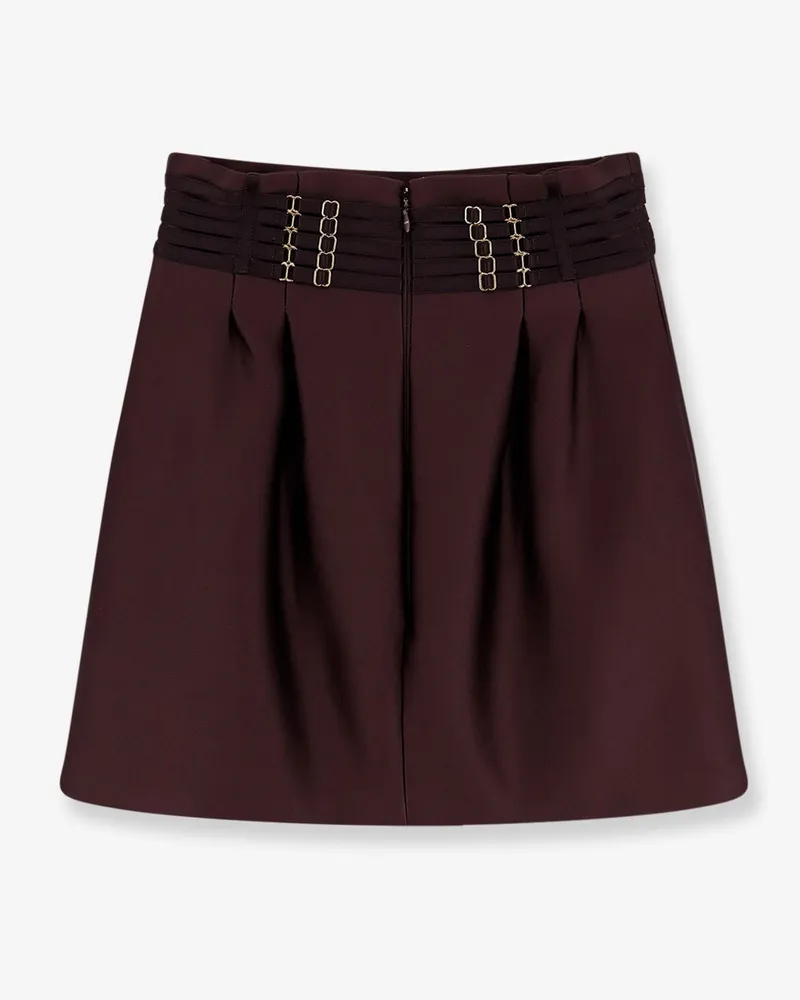 Elisabetta Franchi Women's Mini Satin Skirt Brown Polyester Brown