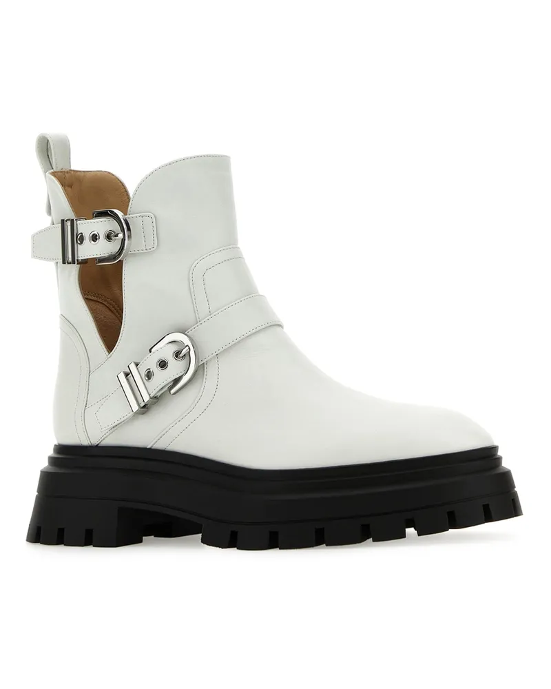 Stuart Weitzman Sf018 Wht White Leather - Sole: Rubber Stivali / Boot White