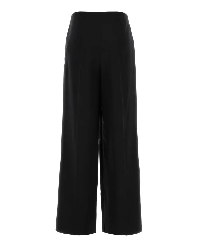 Fendi Women's Black Wool Blend Wide-Leg Pant Exterior: Mohair Pantaloni Black