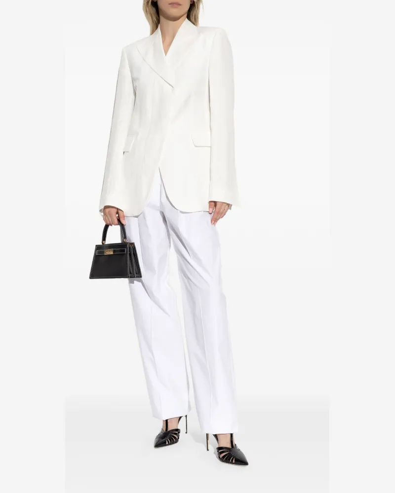 SPORTMAX Pleat-Front Cotton Trousers — White White