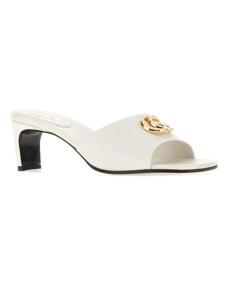 Gucci Women's White Nappa Leather Mules Whitebamboo Lamb Sandali Sandal White