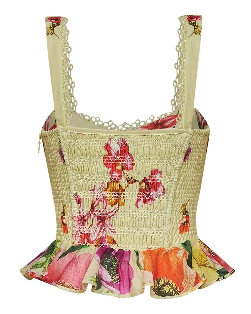 Charo Ruiz Women's Bustier Top Floret Yellow Cotton Tops Yellow