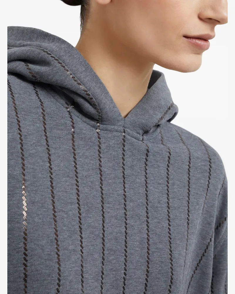 Brunello Cucinelli Women Sequin-Embellished Hoodie Aw25 W Grey