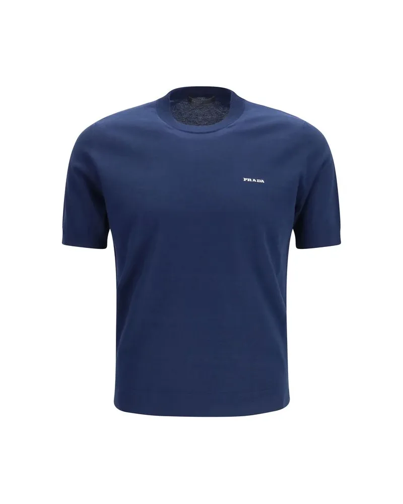 Prada Men's Blue Cotton T-Shirt Navy
