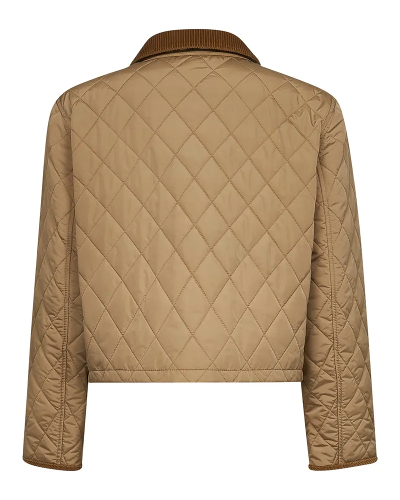 Burberry Women's Cropped Jacket Quilted Nylon Beige Polyamide Bomber Beige