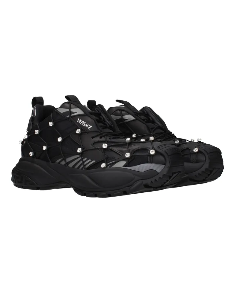Versace Men's Black Fabric Sneakers Black