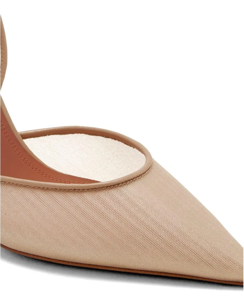 Amina Muaddi Women's Slingback Décolleté Holli Mesh Beige Pumps High Heel Shoes Beige