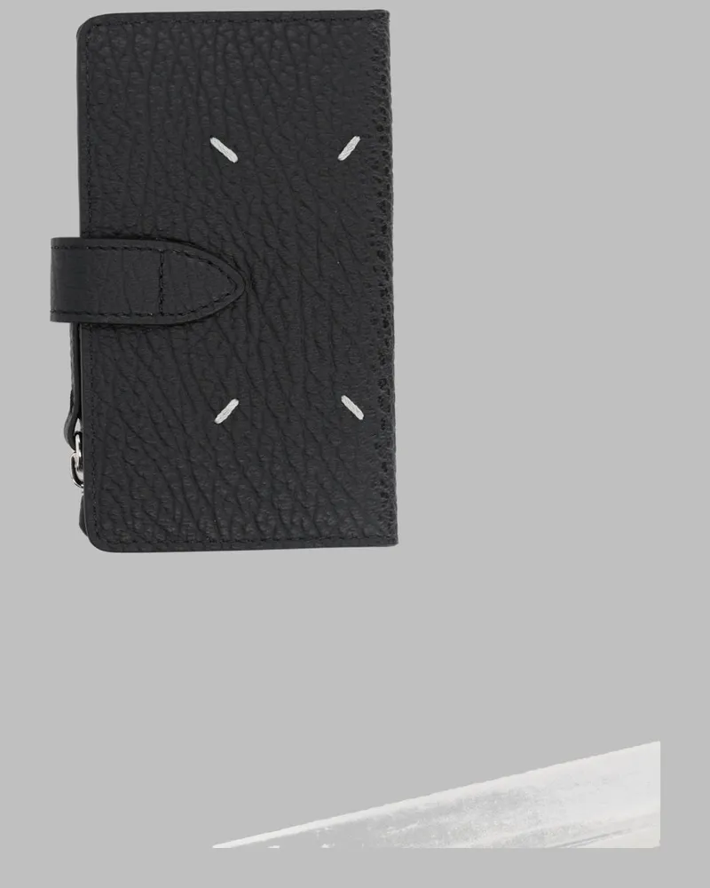 Maison Margiela Unisex Leather Zip Card Holder Black Wallets & Purses Black