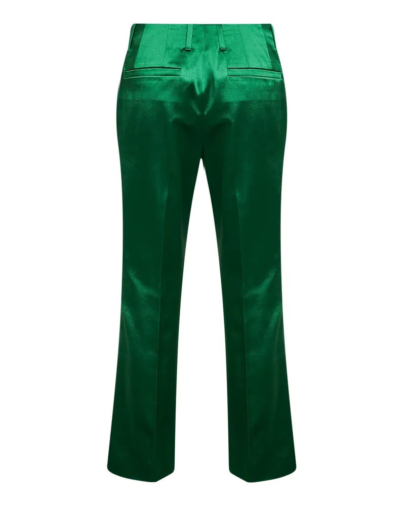 Dries van Noten Women's Trousers Satin Bootcut Green Cotton Green