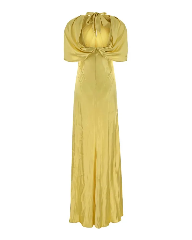 Alberta Ferretti Women's Yellow Satin Long Dress Giallo Exterior: Viscose Abiti Yellow