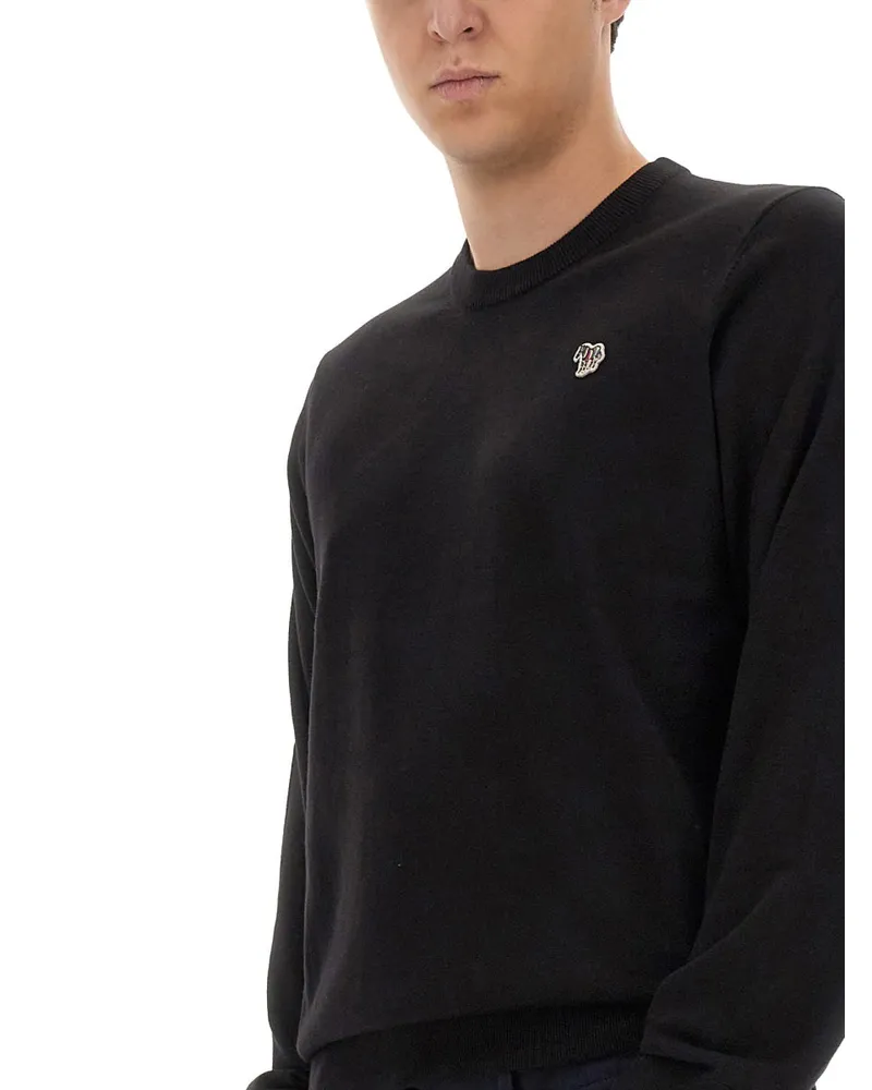 Paul Smith Zebra Patch Organic Cotton Sweater — Black Black