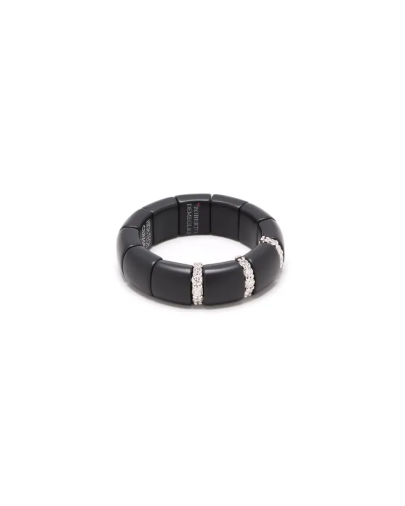 Roberto Demeglio 18kt White Gold, Black Ceramic And Diamond Ring Continuity Black