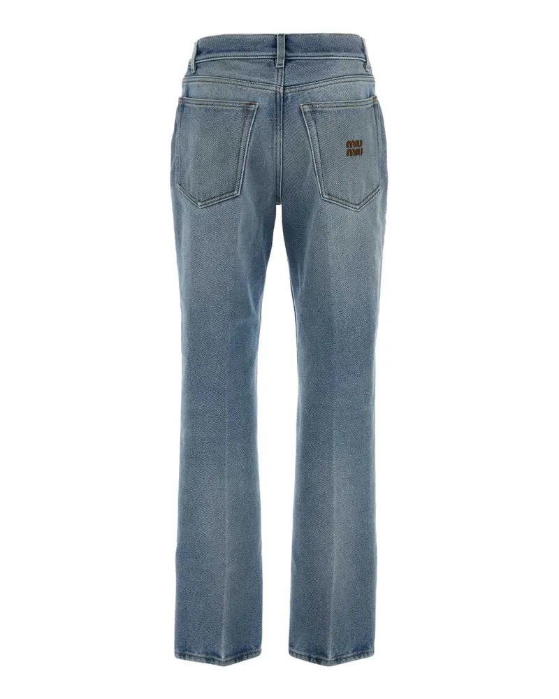 Miu Miu Women's Denim Jeans Azzurro Exterior: Cotton Pantaloni Trousers Blue