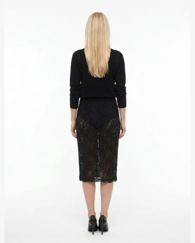Dolce & Gabbana Women's Black Polyamide Midi Skirt Black