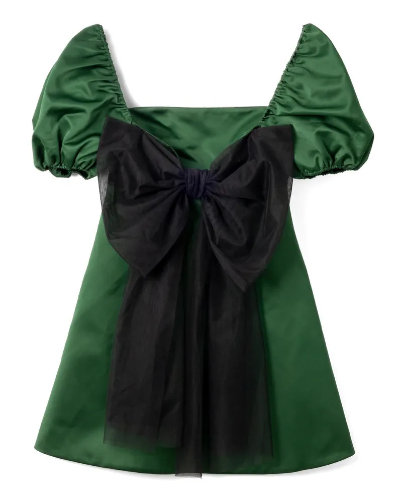 Viktor & Rolf Puff-Sleeve Taffeta Dress — Green Green