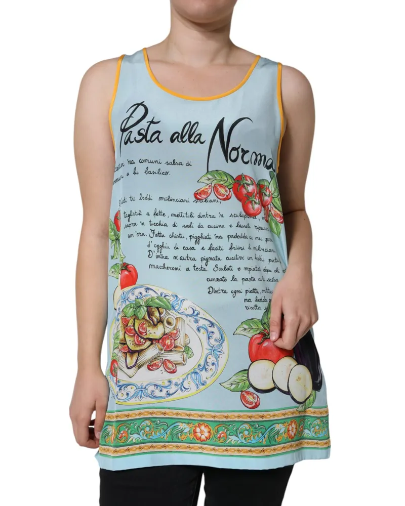 Dolce & Gabbana Women Multicolor Pasta Alla Norma Print Tank Top Silk Multicolor