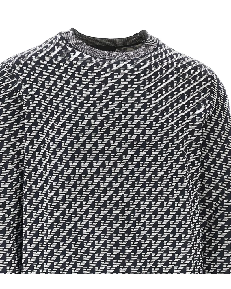 Emporio Armani Geometric Wool Sweater — Blue Blue