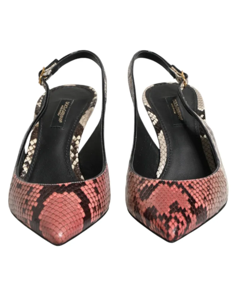 Dolce & Gabbana Women's Multicolor Leather Heels Slingback Shoes 10lf+reticolato Python Multicolor