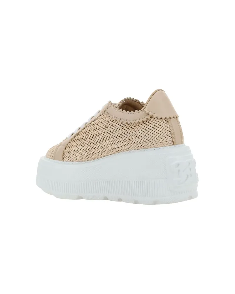 Casadei Women's Beige Other Fibres Platform Sneakers Beige