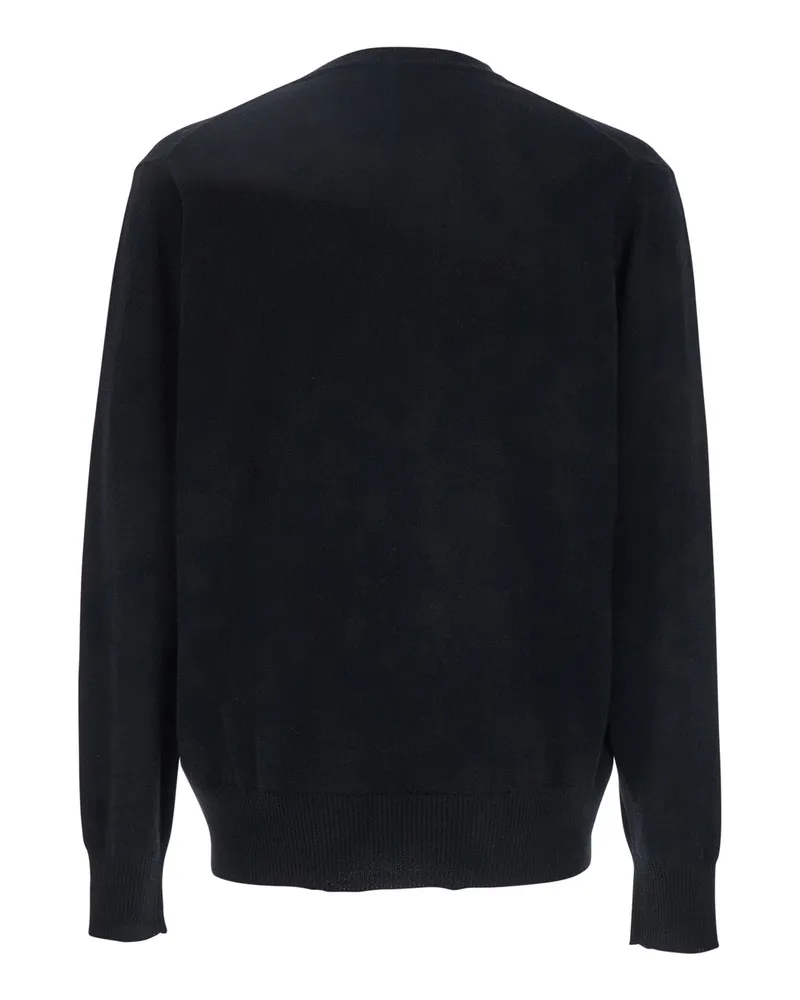 Vivienne Westwood Men's Black Crewneck Sweater With Orb Logo Detail Merino Wool Tops Top Black