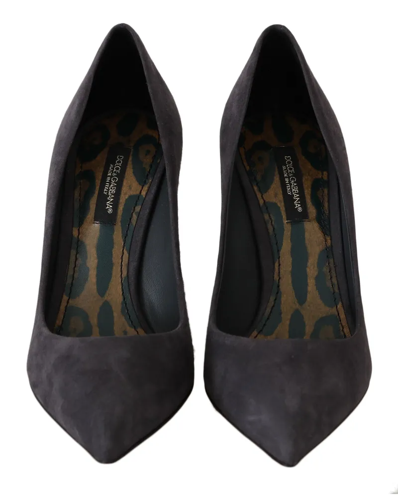 Dolce & Gabbana Women's Gray Suede Leather Stiletto Shoes Heels Gray