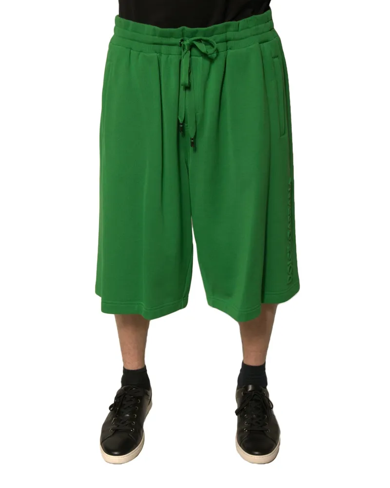 Dolce & Gabbana Green Cotton Blend Men Bermuda Shorts Polyester Green