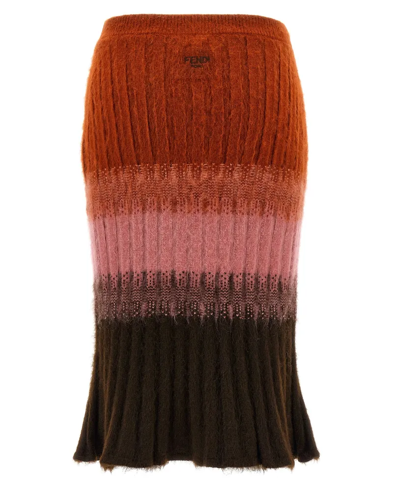 Fendi Wool and Mohair Ombré Skirt — Rust Rust