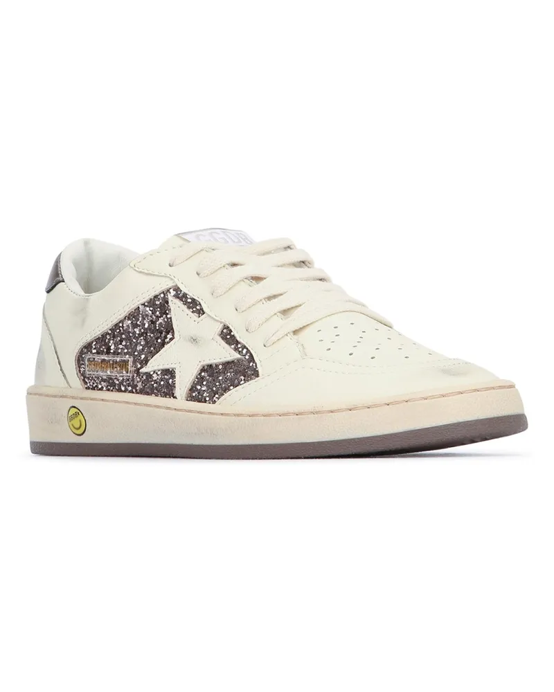 Golden Goose Boys' Ball Star Glitter And Nap Taupewhite Sneaker Beige