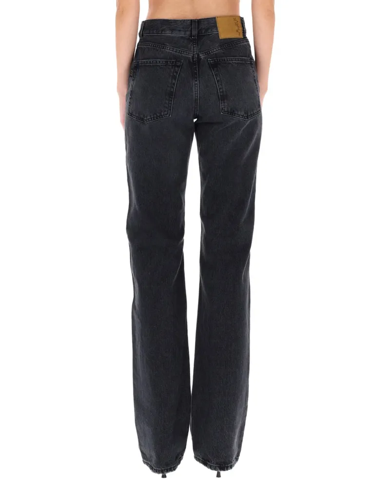 Haikure Leather & Cotton Blend Trousers — Black Black