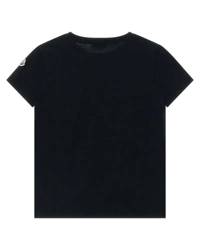 Moncler Logo-Embroidered Cotton Jersey T-shirt — Black Black