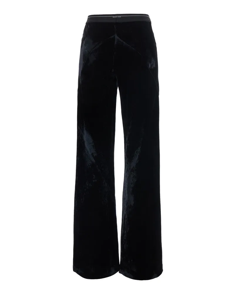 Semicouture Velvet Straight-Leg Trousers — Black Black