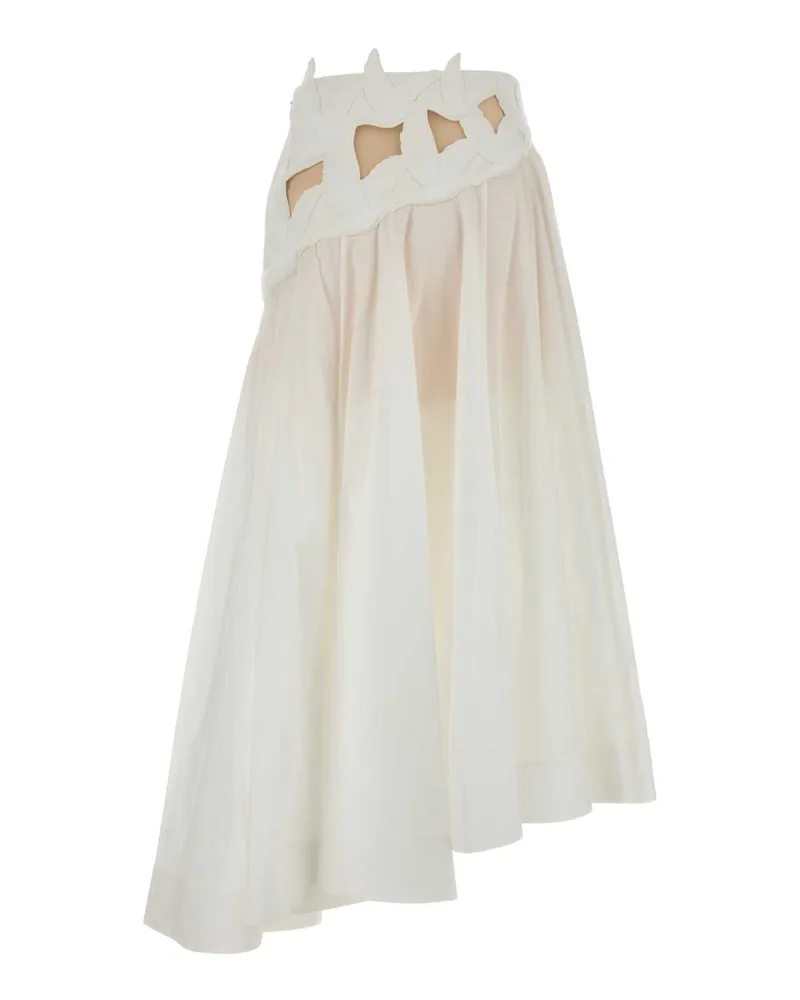 Zimmermann Women's White Poplin Luna Skirt Ivory Gonne White
