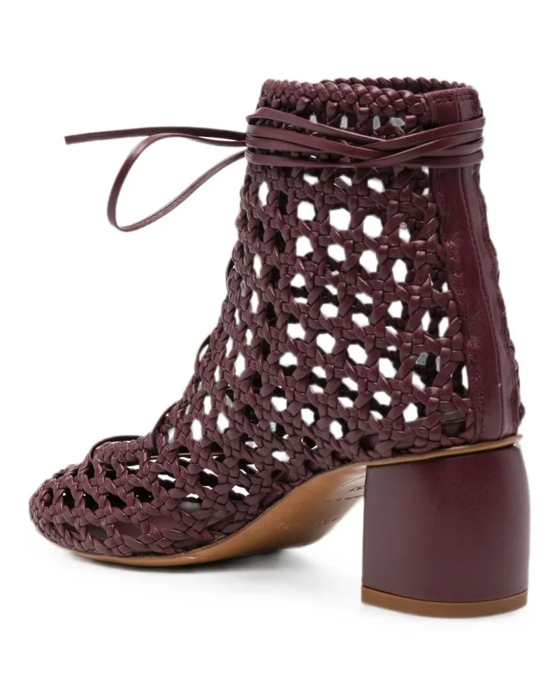 forte_forte Woven Leather Ankle Boot — Burgundy Burgundy