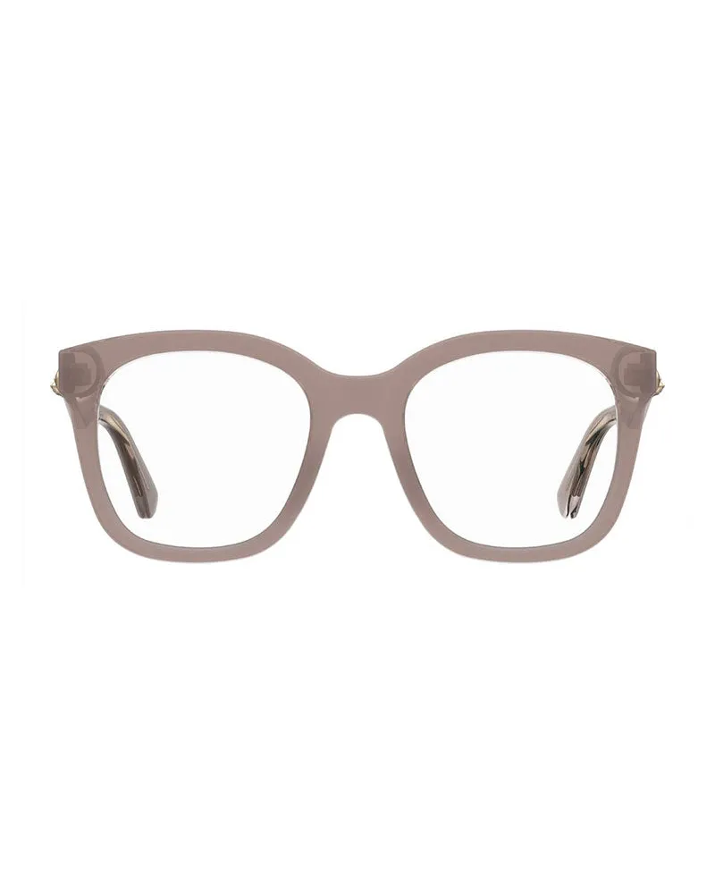 Moschino Women's Eyeglasses Square Full Rim, Transparent-Nude Frame And Clear Demo Lens Mos6300fwm00 One Optical Glasses Color Sunglasses Beige