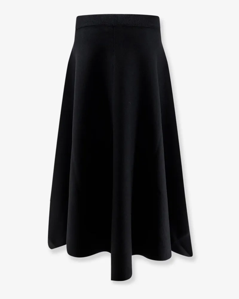 NUDE Women's Knitted Long Skirt Black Virgin Wool Black