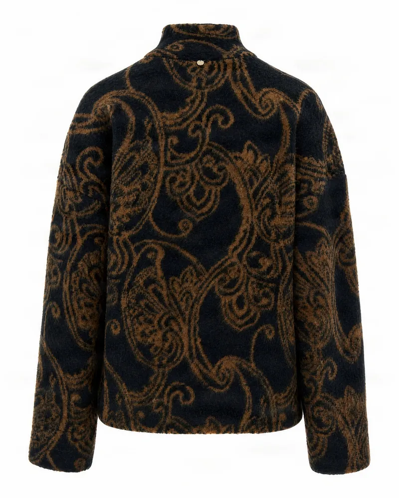 Liu Jo Paisley Knit Bomber Jacket — Navy Navy