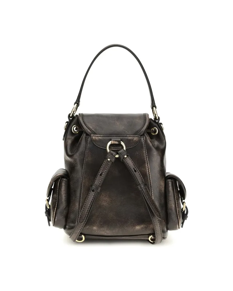 Miu Miu Women's Brown Calf Leather Bos Taurus Backpack Brown