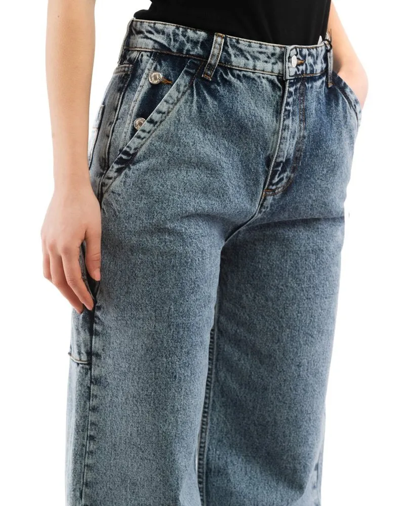 Moschino Women's Multicolor Cotton Relaxed Fit Jeans Clothing Blue