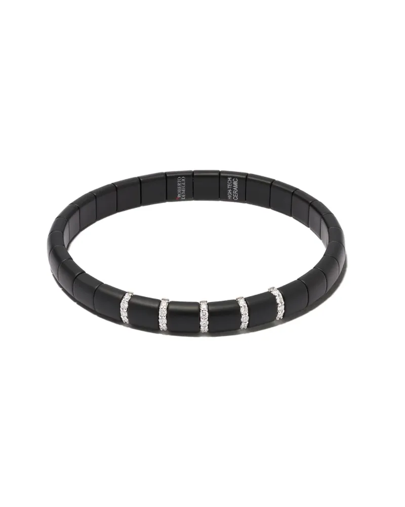 Roberto Demeglio Women's 18kt White Gold, Diamond And Black Ceramic Domino Bracelet Continuty Black