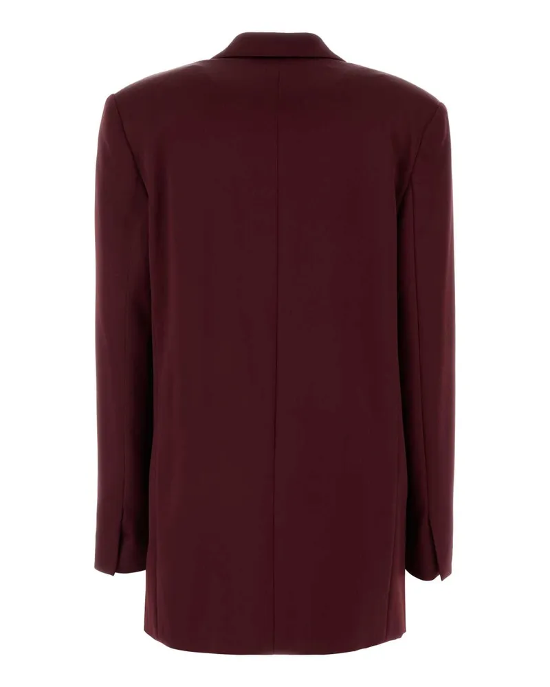 Alberta Ferretti Double-Breasted Satin Blazer — Purple Purple