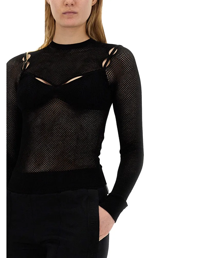 OFF-WHITE Viscose Net Blouse — Black Black