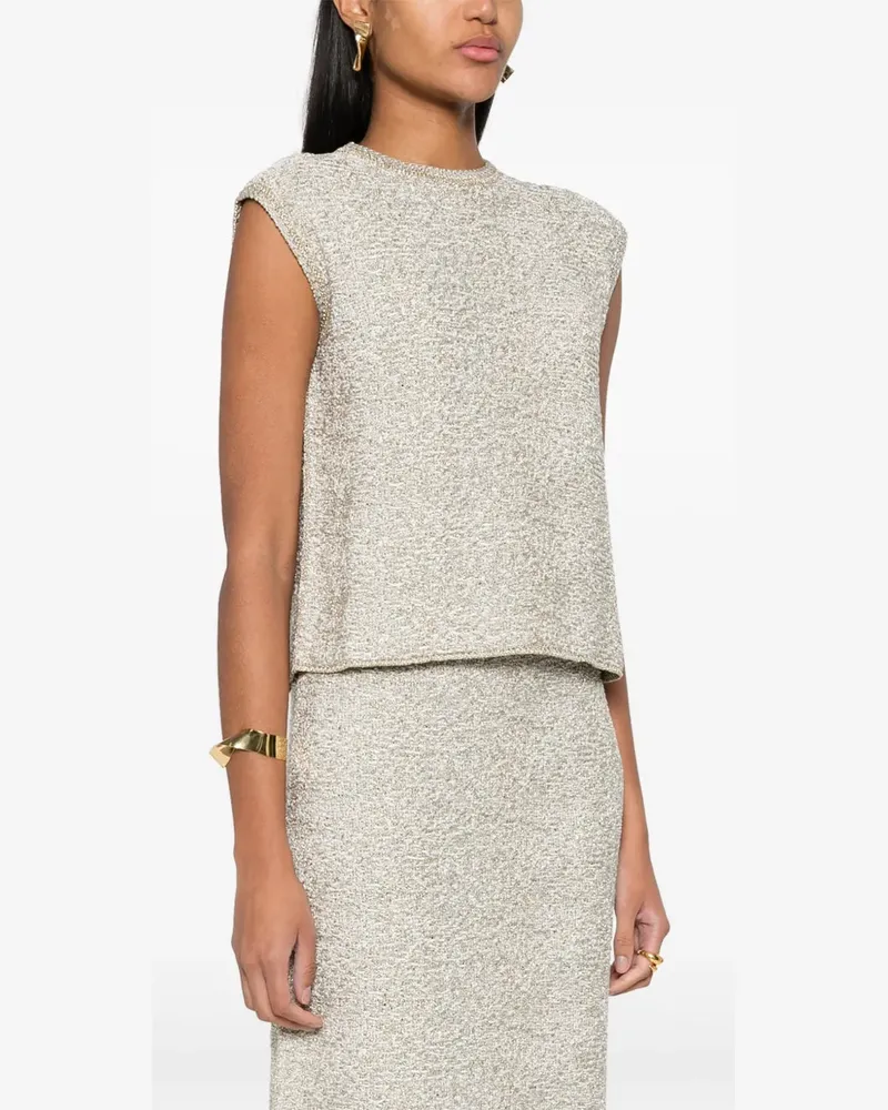 Fabiana Filippi Women's Top Bouclé Con Detalles De Lúrex Ss24 W Cream