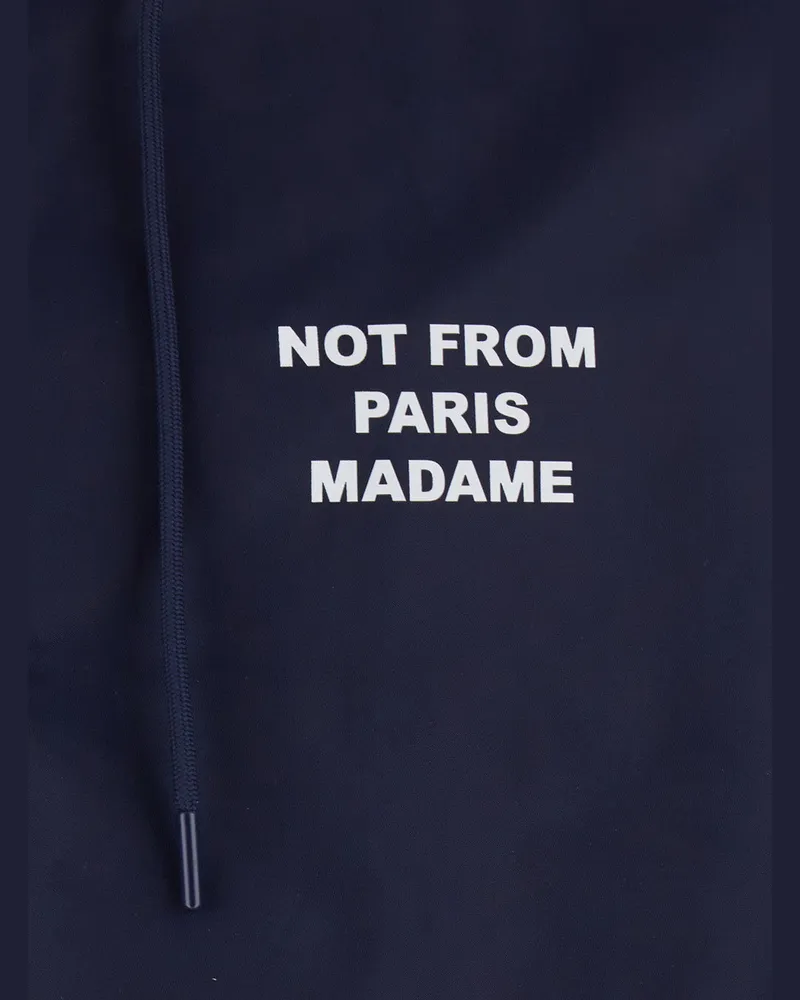 Drôle de Monsieur Men's Hooded Jacket Blue Tech Fabric Nylon Coat Navy